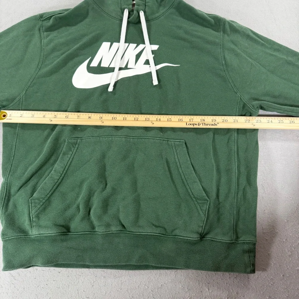 Nike Sportswear Club Fleece Hoodie Forest Green White Logo Men's Large